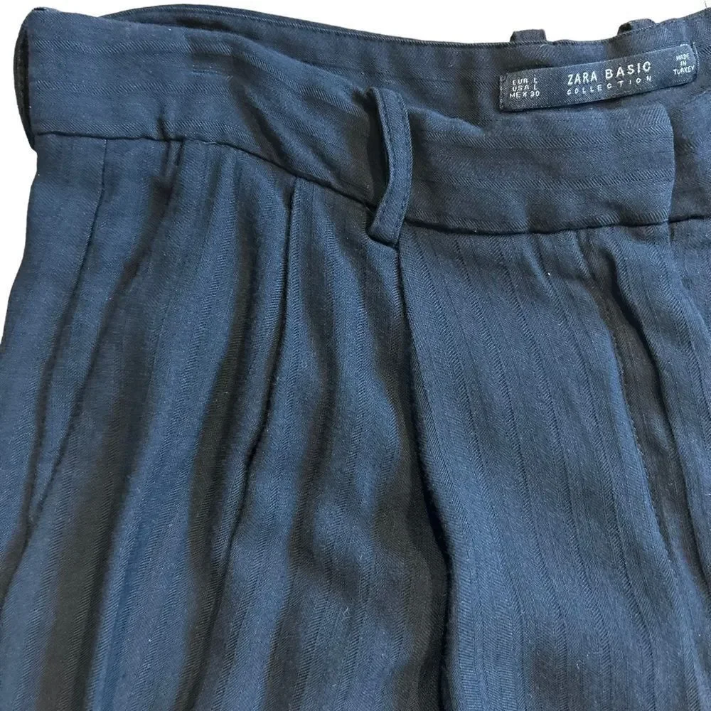 Zara Flowy Tapered Trousers with Herringbone Stripes